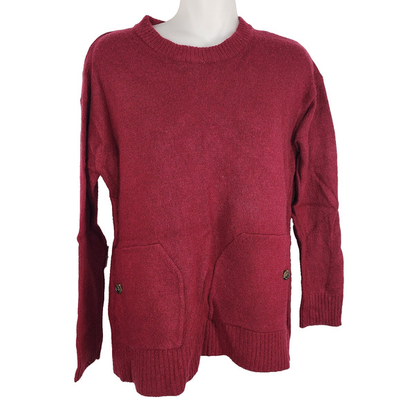 J.Crew Women Pullover Sweater Size M Merino Wool Blend 2 Pocket Minimalist B3826 - Picture 1 of 8